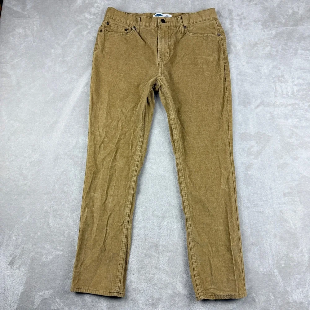 Old Navy Pants Men 34x30(29) Tan Brown Slim Built in Flex Corduroy Winter Preppy